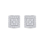 10kt White Gold Womens Round Diamond Square Cluster Stud Earrings 1/2 Cttw