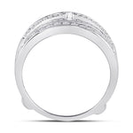 14kt White Gold Womens Round Diamond Wrap Ring Guard Enhancer 1/2 Cttw