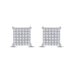 10kt White Gold Womens Round Diamond Square Earrings 1/2 Cttw