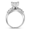 10kt White Gold Princess Diamond Cluster Bridal Wedding Engagement Ring 1 Cttw