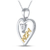 Sterling Silver Womens Round Diamond Heart Mom Mother Pendant .02 Cttw