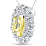 Sterling Silver Womens Round Diamond Embrace Mom Mother Pendant 1/4 Cttw