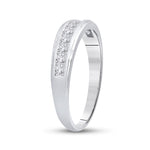 10kt White Gold Mens Princess Diamond Single Row Wedding Band Ring 3/4 Cttw