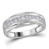 10kt White Gold Mens Princess Diamond Single Row Wedding Band Ring 1/2 Cttw