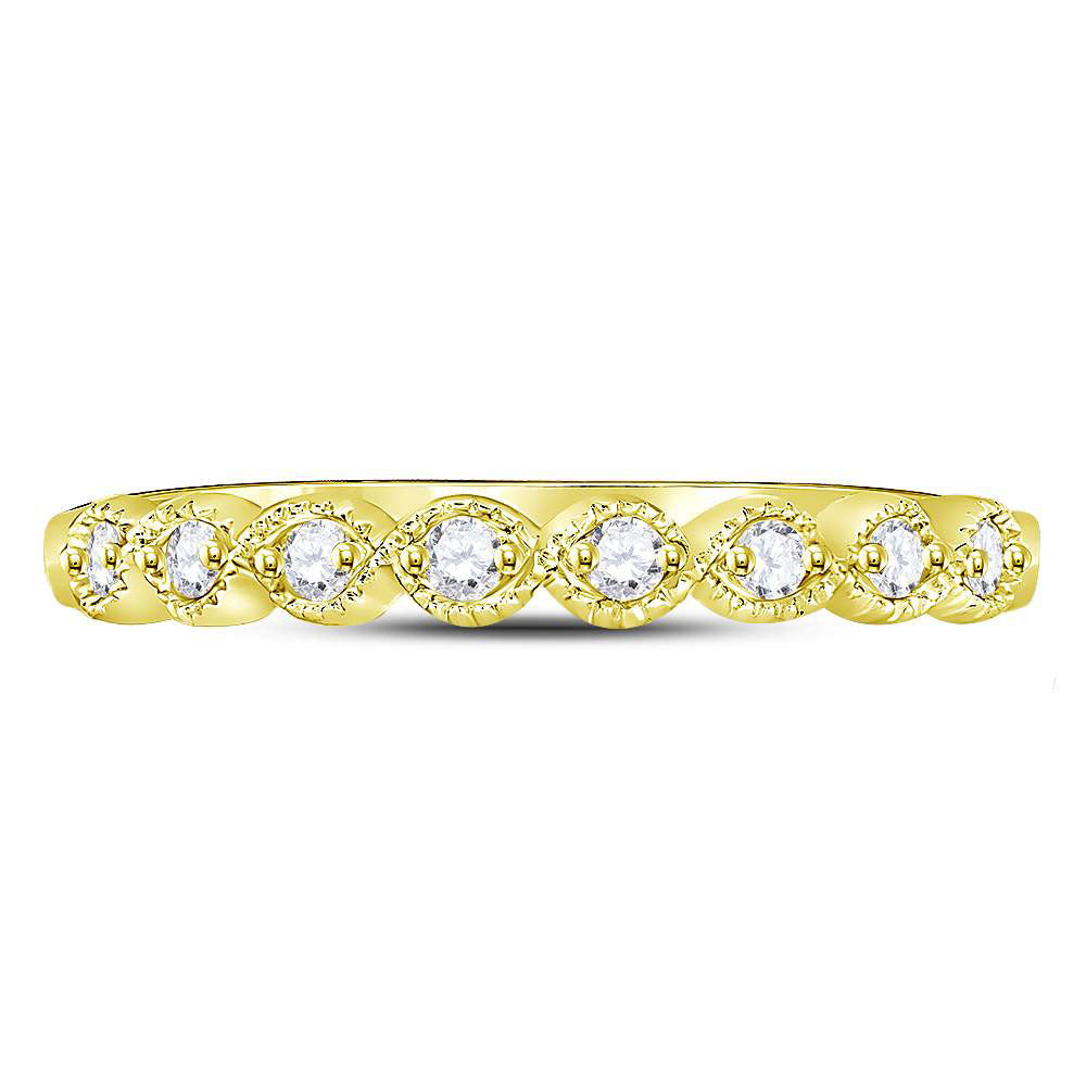 10kt Yellow Gold Womens Round Diamond Stackable Band Ring 1/10 Cttw