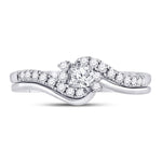 10kt White Gold Round Diamond Bridal Wedding Ring Band Set 1/3 Cttw