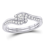 10kt White Gold Round Diamond Bridal Wedding Ring Band Set 1/3 Cttw