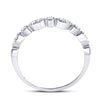 10kt White Gold Womens Round Diamond Marquise Dot Stackable Band Ring 1/6 Cttw