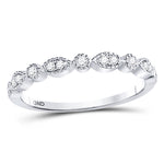 10kt White Gold Womens Round Diamond Marquise Dot Stackable Band Ring 1/6 Cttw