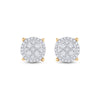 10kt Yellow Gold Womens Round Diamond Cluster Earrings 1/4 Cttw