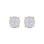 10kt Yellow Gold Womens Round Diamond Cluster Earrings 1/4 Cttw