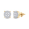 10kt Yellow Gold Womens Round Diamond Cluster Earrings 1/4 Cttw