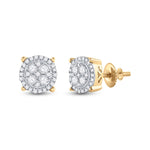 10kt Yellow Gold Womens Round Diamond Cluster Earrings 1/4 Cttw