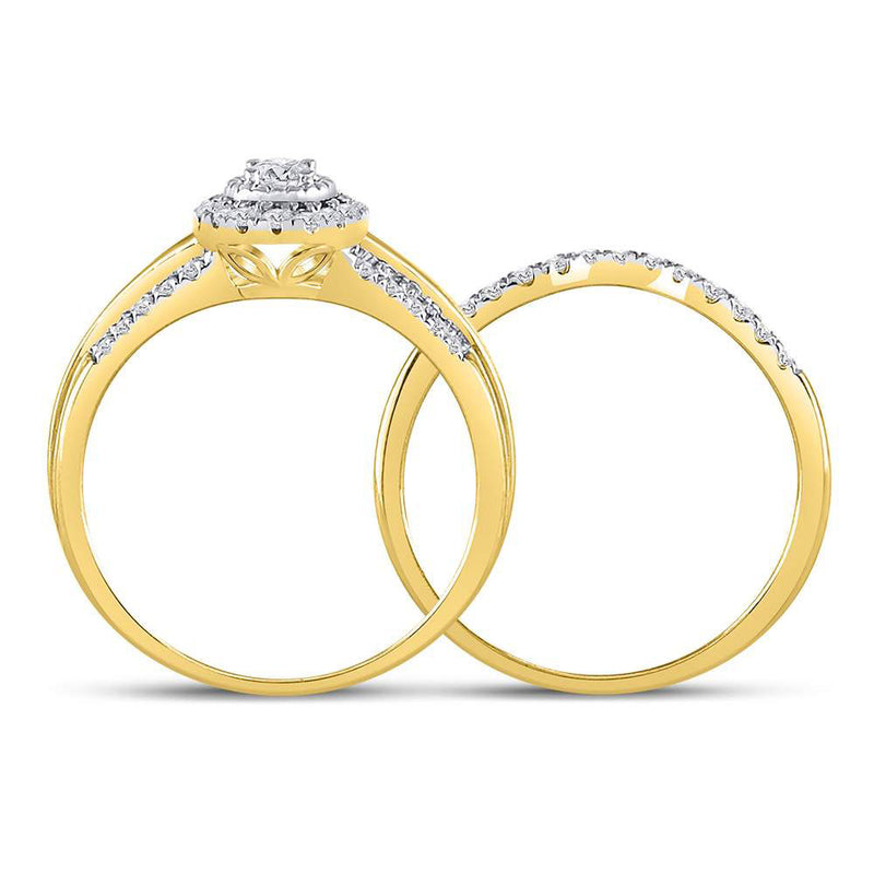 10kt Yellow Gold Round Diamond Bridal Wedding Ring Band Set 1/3 Cttw