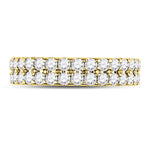 14kt Yellow Gold Womens Round Diamond Double Row Eternity Wedding Band 2 Cttw