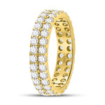 14kt Yellow Gold Womens Round Diamond Double Row Eternity Wedding Band 2 Cttw