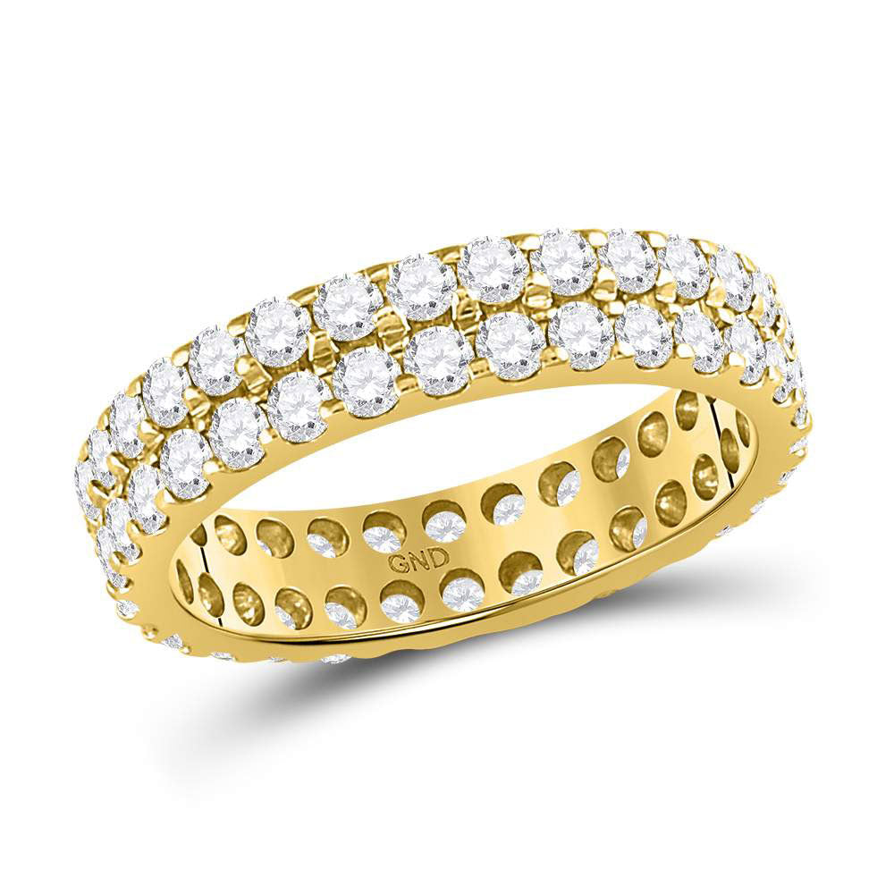 14kt Yellow Gold Womens Round Diamond Double Row Eternity Wedding Band 2 Cttw