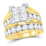 14kt Yellow Gold Princess Diamond Bridal Wedding Ring Band Set 5 Cttw