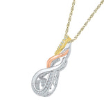 10kt Tri-Tone Gold Womens Round Diamond Fashion Pendant 1/8 Cttw