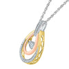 10kt Tri-Tone Gold Womens Round Diamond Oval Moving Twinkle Pendant 1/6 Cttw