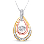 10kt Tri-Tone Gold Womens Round Diamond Oval Moving Twinkle Pendant 1/6 Cttw