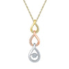 10kt Tri-Tone Gold Womens Round Diamond Triple Teardrop Moving Twinkle Pendant 1/6 Cttw