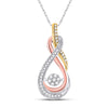 10kt Tri-Tone Gold Womens Round Diamond Oval Moving Twinkle Pendant 1/6 Cttw