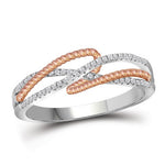 10kt White Gold Womens Round Diamond Rope Fashion Band Ring 1/6 Cttw