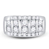 14kt White Gold Mens Round Diamond Wedding Channel Set Band Ring 2 Cttw