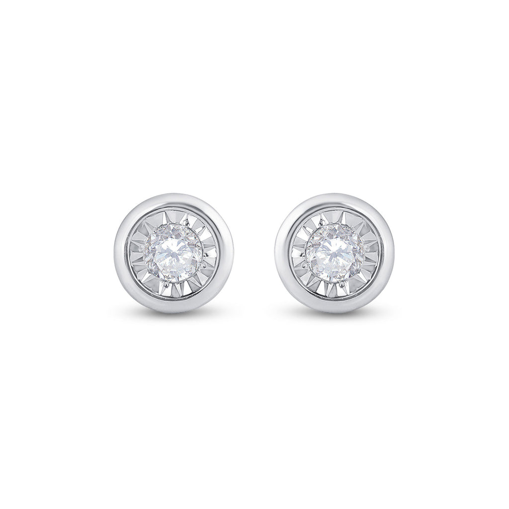 10kt White Gold Womens Round Diamond Solitaire Stud Earrings 1/4 Cttw