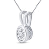 10kt White Gold Womens Round Diamond Solitaire Faceted Framed Pendant 1/10 Cttw