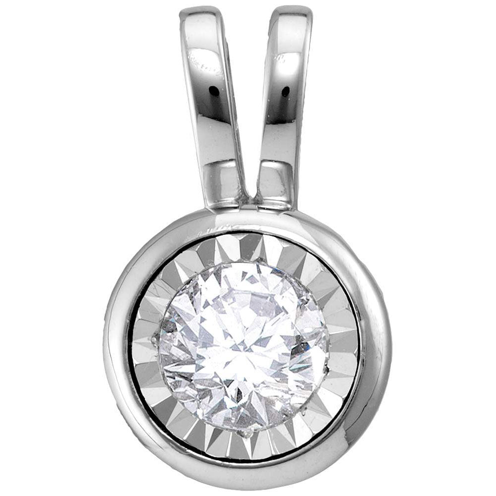 10kt White Gold Womens Round Diamond Solitaire Pendant 1/4 Cttw