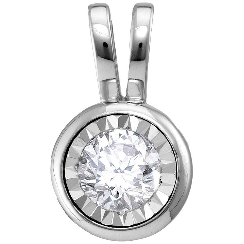 10kt White Gold Womens Round Diamond Solitaire Pendant 1/4 Cttw