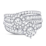 14kt White Gold Round Diamond Bridal Wedding Ring Band Set 1-3/4 Cttw