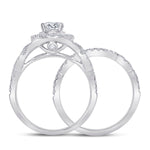 14kt White Gold Round Diamond Bridal Wedding Ring Band Set 2 Cttw