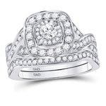 14kt White Gold Round Diamond Bridal Wedding Ring Band Set 1 