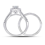 14kt White Gold Round Diamond Bridal Wedding Ring Band Set 1-1/2 Cttw