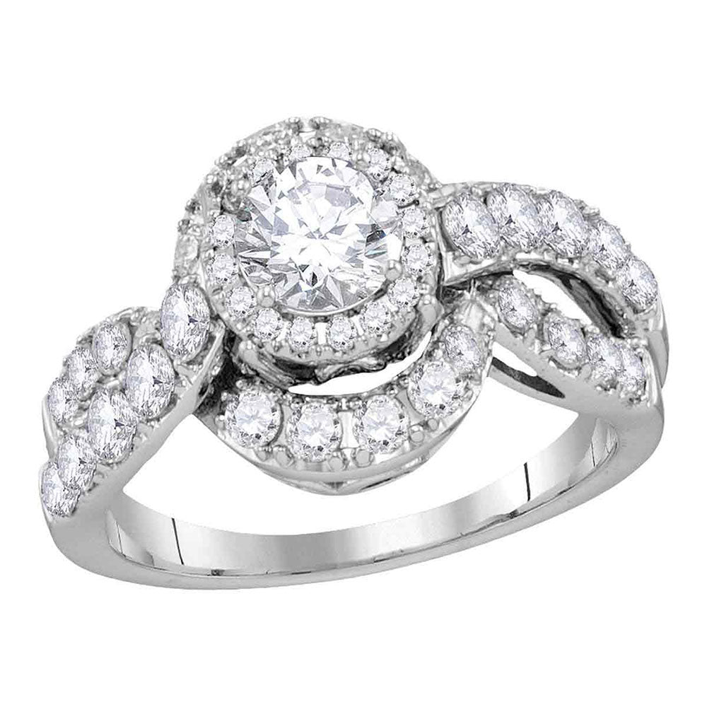 14kt White Gold Round Diamond Solitaire Bridal Wedding Engagement Ring 2 Cttw