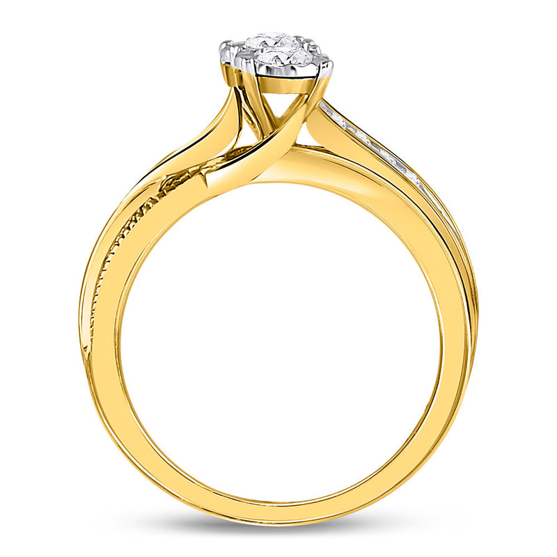 14kt Yellow Gold Round Diamond 2-stone Bridal Wedding Engagement Ring 1/2 Cttw