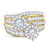 14kt Yellow Gold Round Diamond 2-Stone Bridal Wedding Ring Band Set 1-3/4 Cttw