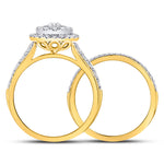 14kt Yellow Gold Round Diamond Bridal Wedding Ring Band Set 1 Cttw