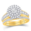 14kt Yellow Gold Round Diamond Bridal Wedding Ring Band Set 1 Cttw