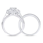 14kt White Gold Round Diamond Bridal Wedding Ring Band Set 1 Cttw