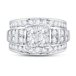 14kt White Gold Princess Diamond Cluster Bridal Wedding Engagement Ring 3 Cttw