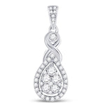 10kt White Gold Womens Round Diamond Cluster Pendant 1/2 Cttw