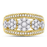 10kt Yellow Gold Womens Round Diamond Flower Cluster Ring 1 Cttw