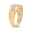 14k Yellow Gold Mens Round Diamond Square Cluster Band Ring 1/2 Cttw