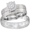 14kt White Gold His Hers Round Diamond Cluster Matching Wedding Set 1/3 Cttw