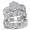 14kt White Gold His Hers Round Diamond Matching Wedding Set 3/4 Cttw