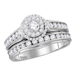 14kt White Gold His Hers Round Diamond Solitaire Matching Wedding Set 1-5/8 Cttw